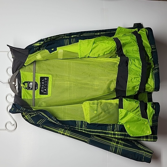 The North Face Cryptic sz M waterproof neon plaid rare ski/snowboarding jacket - Picture 8 of 13